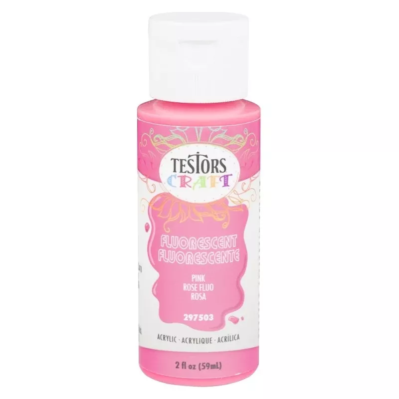 Testors 297503 Craft Paint, Fluorescent Pink, 2 oz, Bottle
