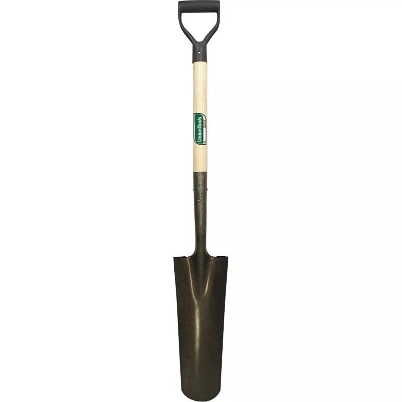 UnionTools 47108 Drain Spade Shovel, 6 in W Blade, Steel Blade, Hardwood Handle, D-Shaped Handle, 27 in L Handle