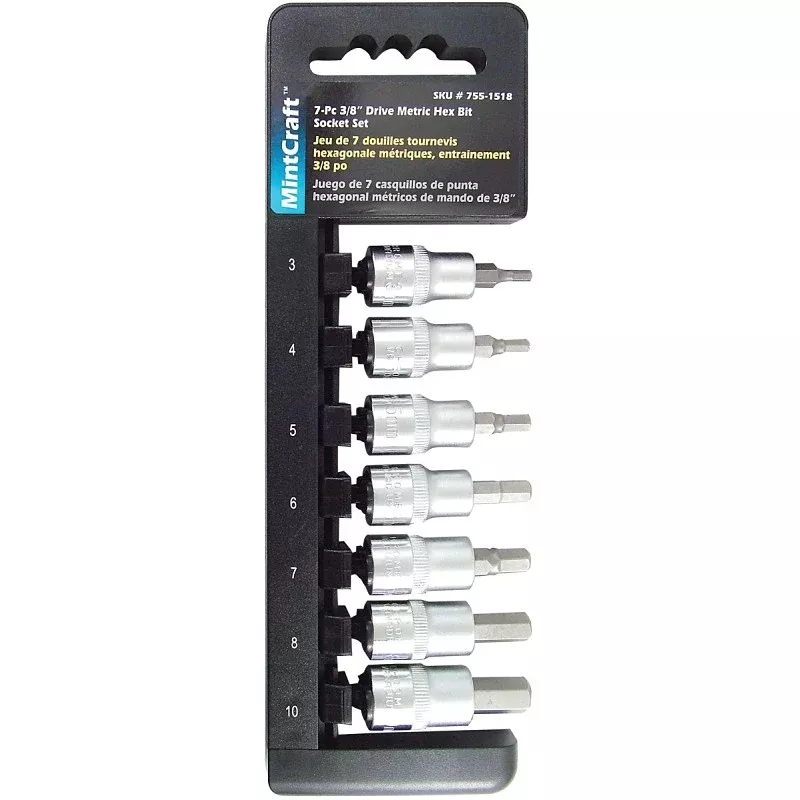 Vulcan TS1007M-P Socket Set, Chrome Vanadium Steel, Chrome