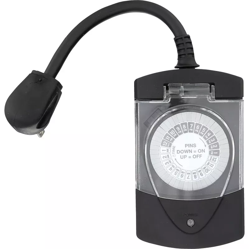 Westek TM1613DOLB Heavy-Duty Mechanical Timer, 15 A, 24 Cycles, Black