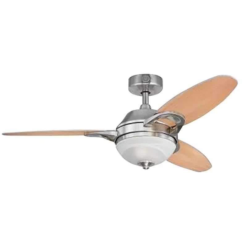 Westinghouse 7224400 Ceiling Fan with Light Fixture, 3-Blade, Beech/Weathered Maple Blade, 46 in Sweep, Plywood Blade