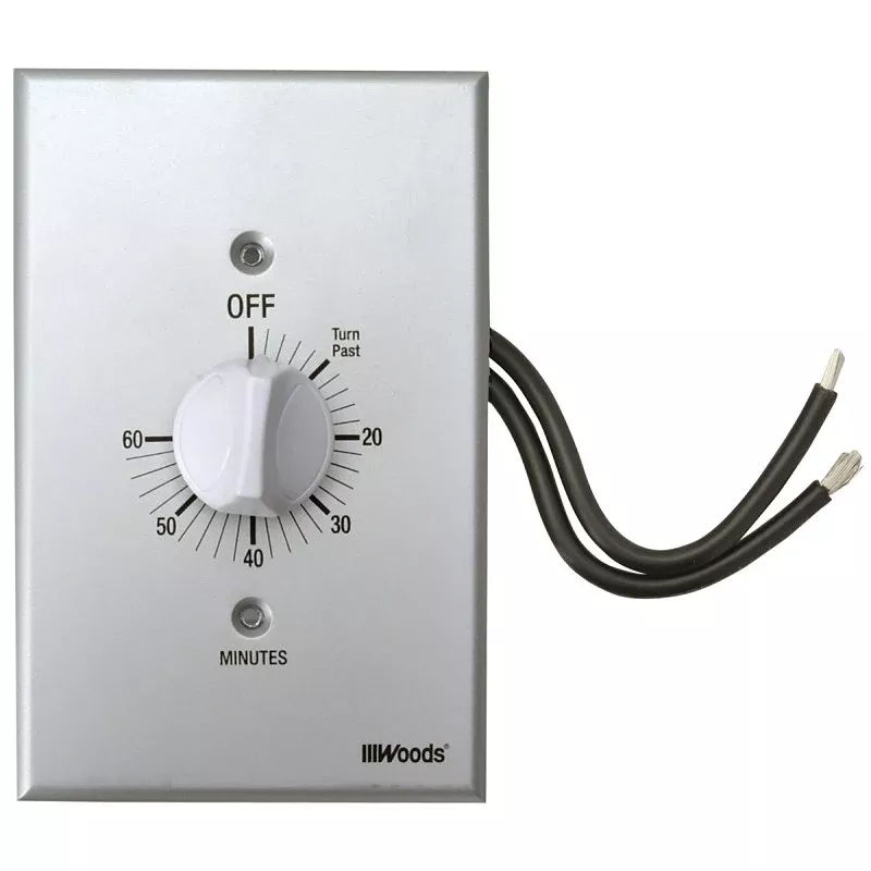 Woods 59719 Countdown Timer, 20 A, 125 V, 2500 W, 60 min Time Setting, Gray