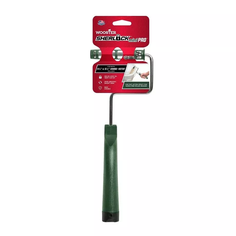 Wooster RR013 Roller Frame, 12 in L, 4-1/2, 6-1/2 in L Roller, Polypropylene Handle, Threaded Handle