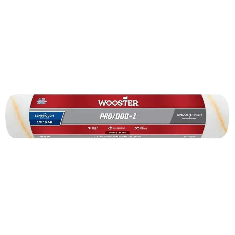 Wooster RR643-14 Roller Cover, White, 1/2 in Thick Nap, 14 in L