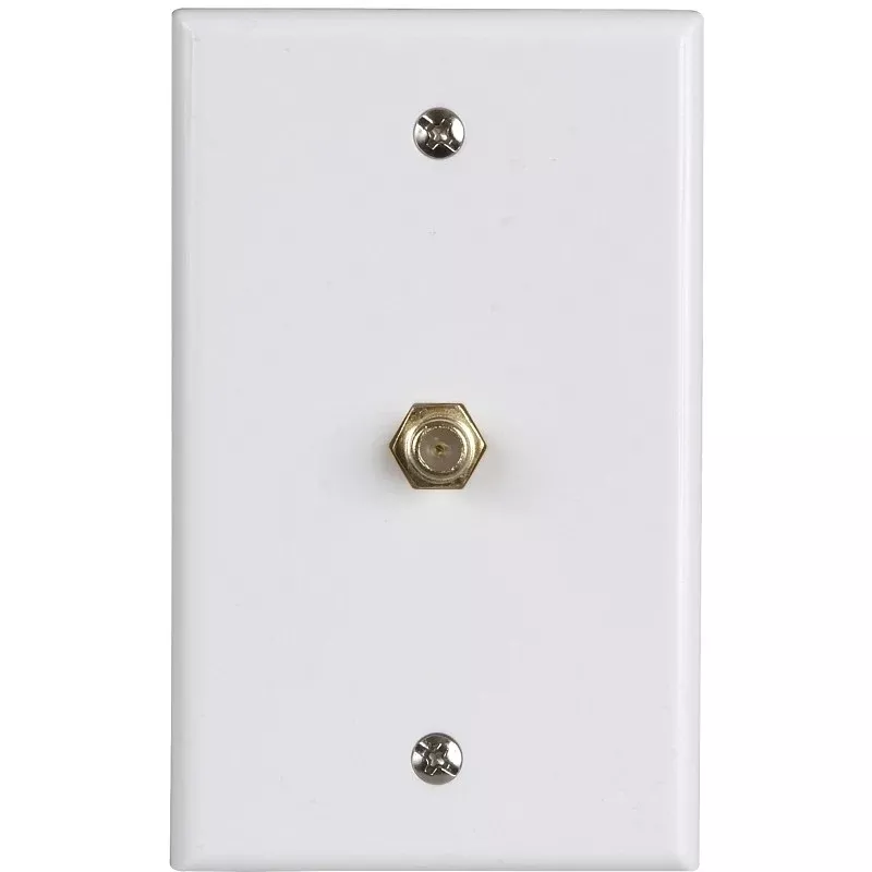 Zenith VW1001WJ1W Coaxial Cable Wall Jack, 4-1/2 in L, 2-3/4 in W, White