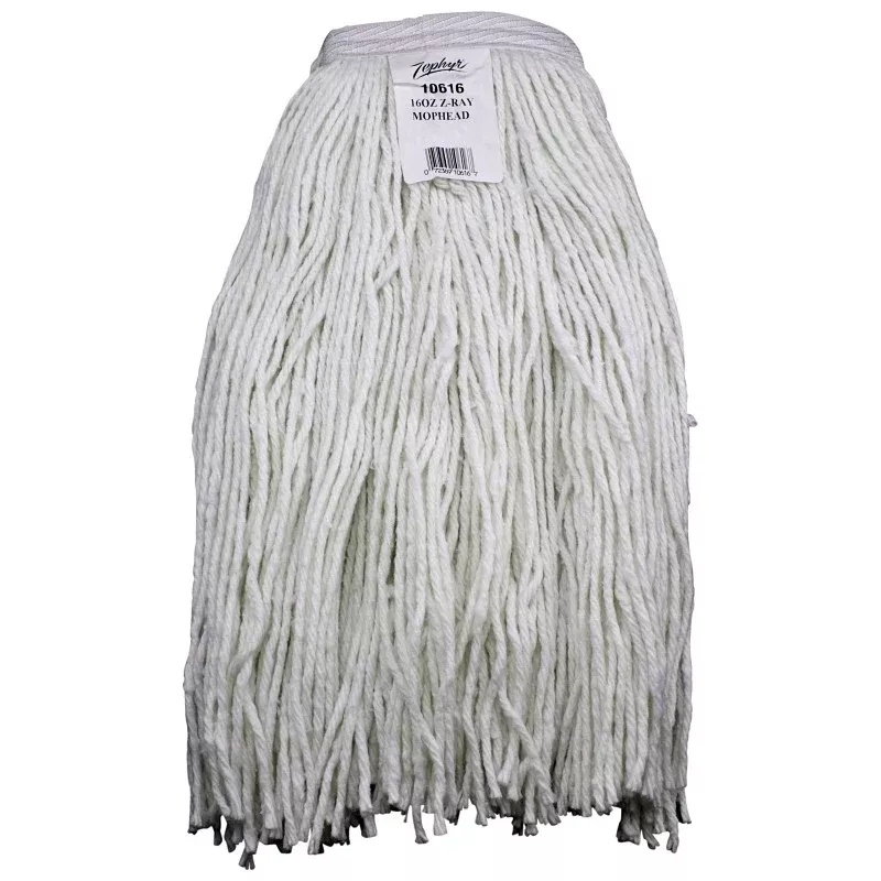 Zephyr Z-Ray 10624 Wet Mop Head, 24 oz Capacity, 1-1/4 in Headband, Rayon